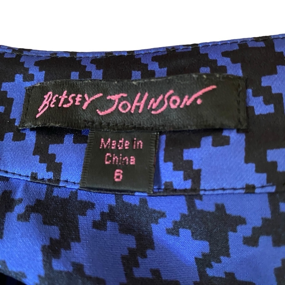 Y2K Vintage Betsey Johnson Sz 6 Silk Blend Houndstooth Dress - Picture 5 of 6
